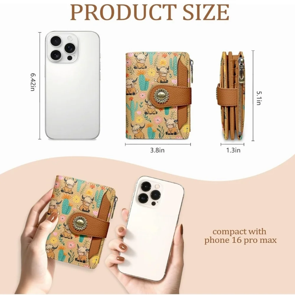 Colorful Cactus and Cow Print Wallet